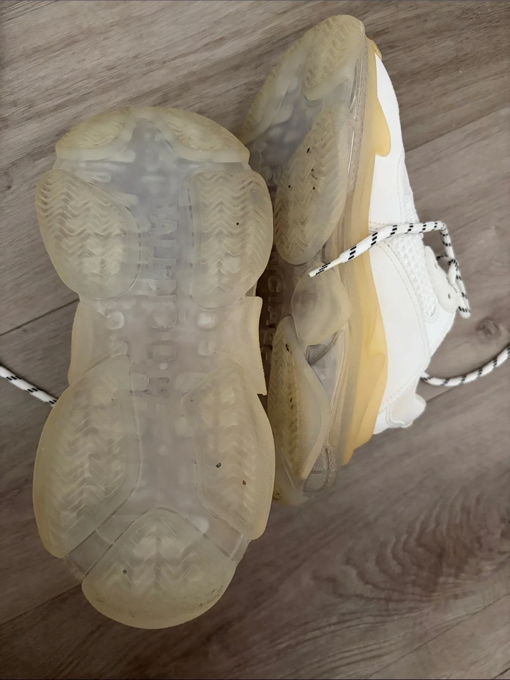 Balenciaga White Cream Triple S Sneakers